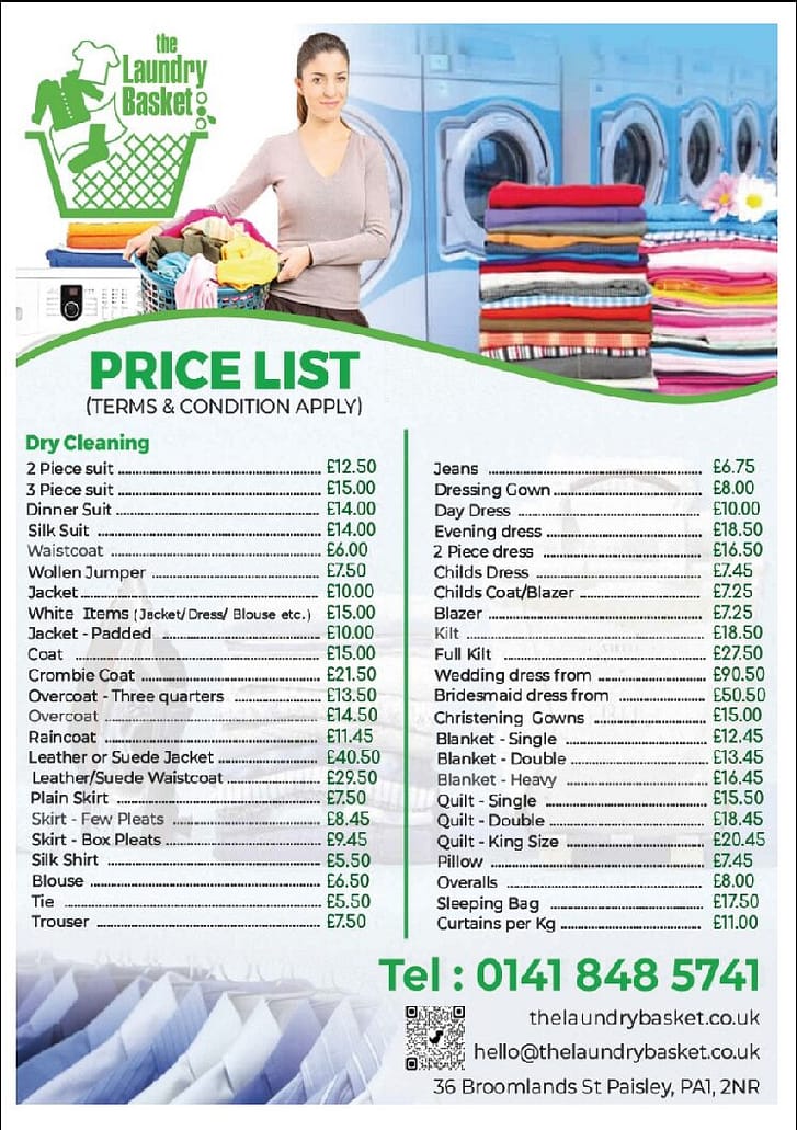 Price List The Laundry Basket