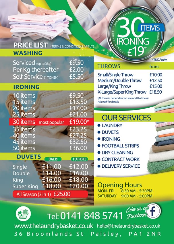 Price List The Laundry Basket